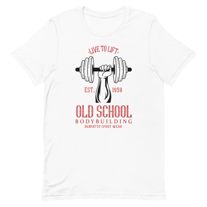 T-shirt unisexe blanc de musculation old school