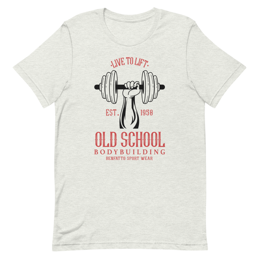 T-shirt unisexe blanc de musculation old school